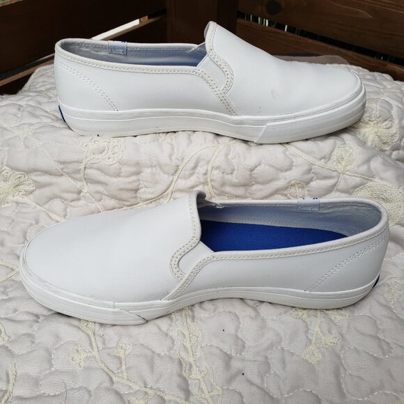 EUC KEDS double decker leather slip-on sneaker (8W) pure brilliant white KICKS - Picture 9 of 10